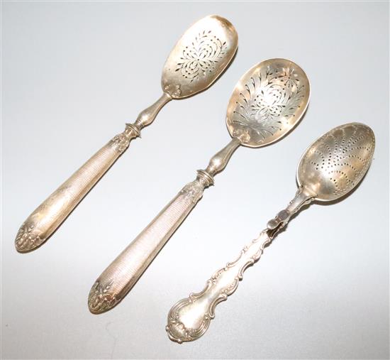 2 French spoons, Sterling tea infuser